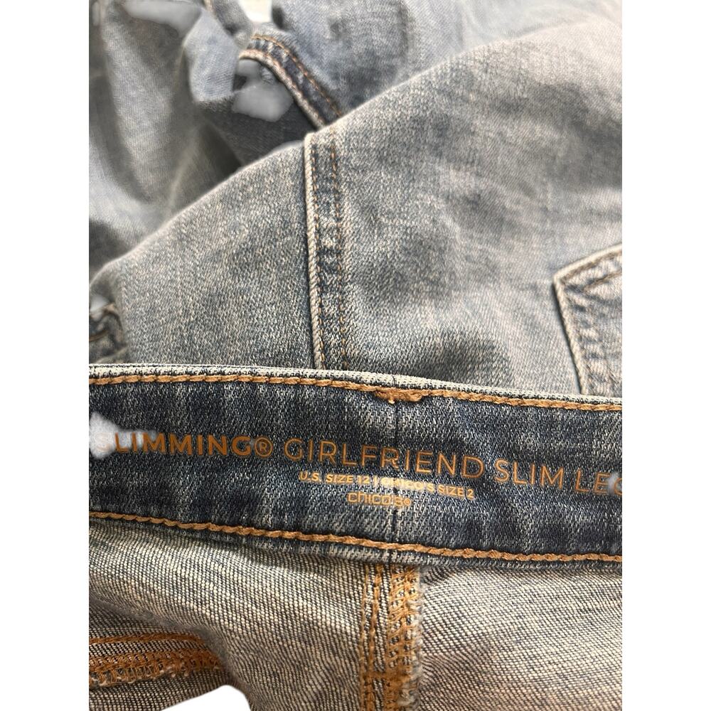 Chicos So Slimming Girlfriend Slim Leg Crop Fringe Hem Jeans Size 12 - Picture 5 of 6